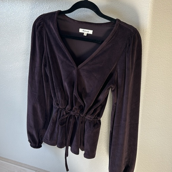 Madewell corduroy tie-front faux-wrap top - Picture 7 of 10